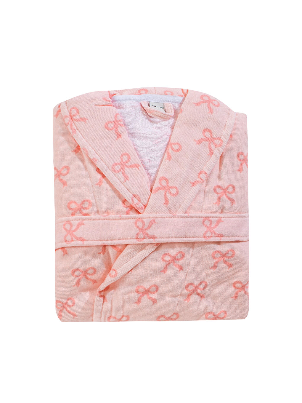 Pembe Fiyonk Baskılı Kadın Bornoz -4