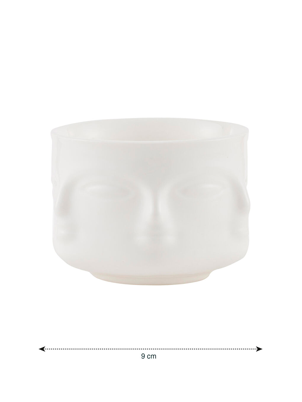 Beyaz Yüz Baskılı Seramik Mumluk 9 cm-3