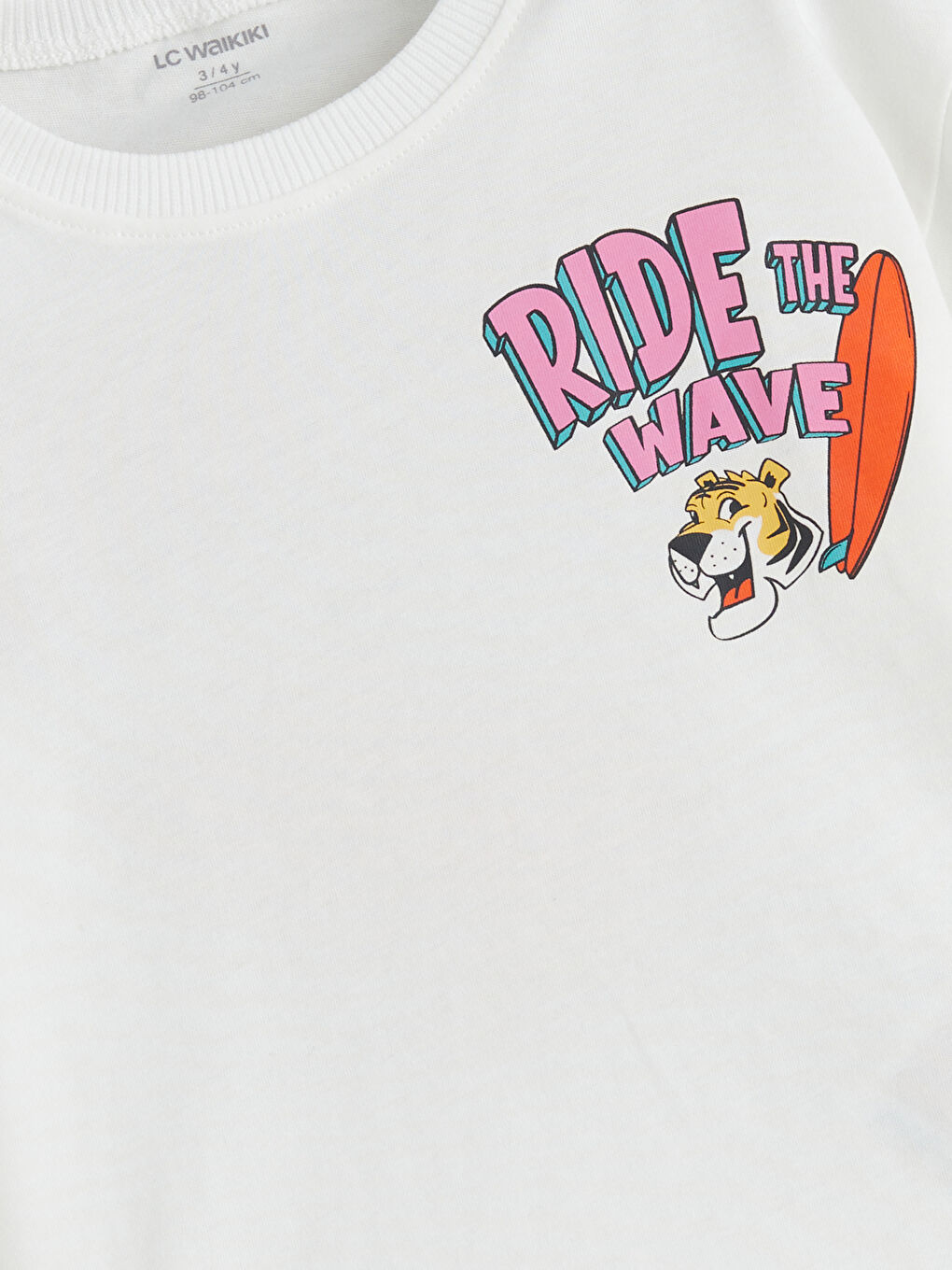 Ekru Bisiklet Yaka Baskılı Erkek Çocuk Tişört-3