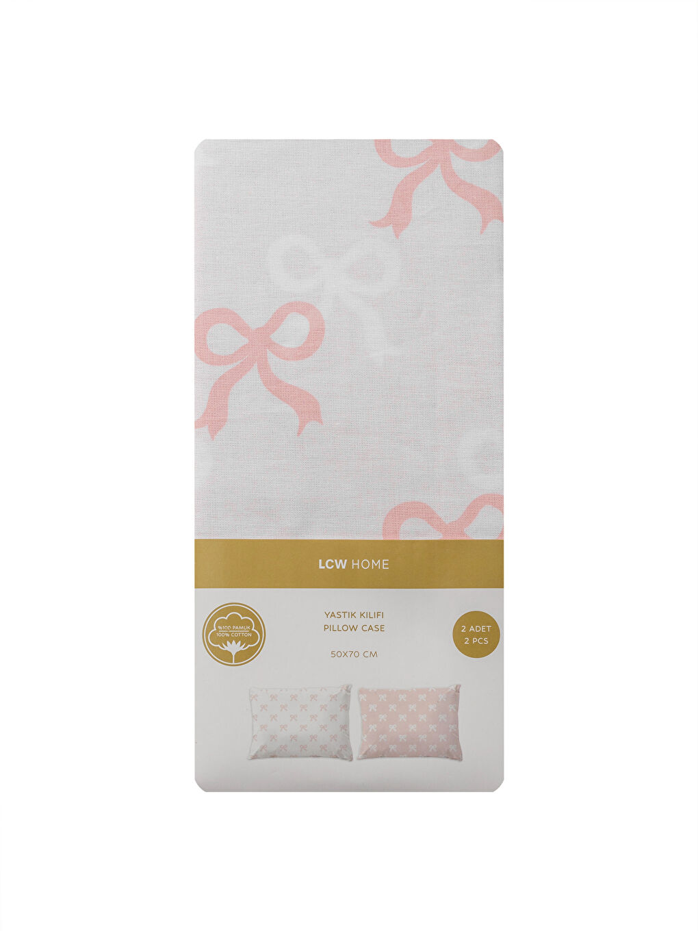 Pembe Fiyonk Baskılı Yastık Kılıfı 2'li 50x70 Cm-3