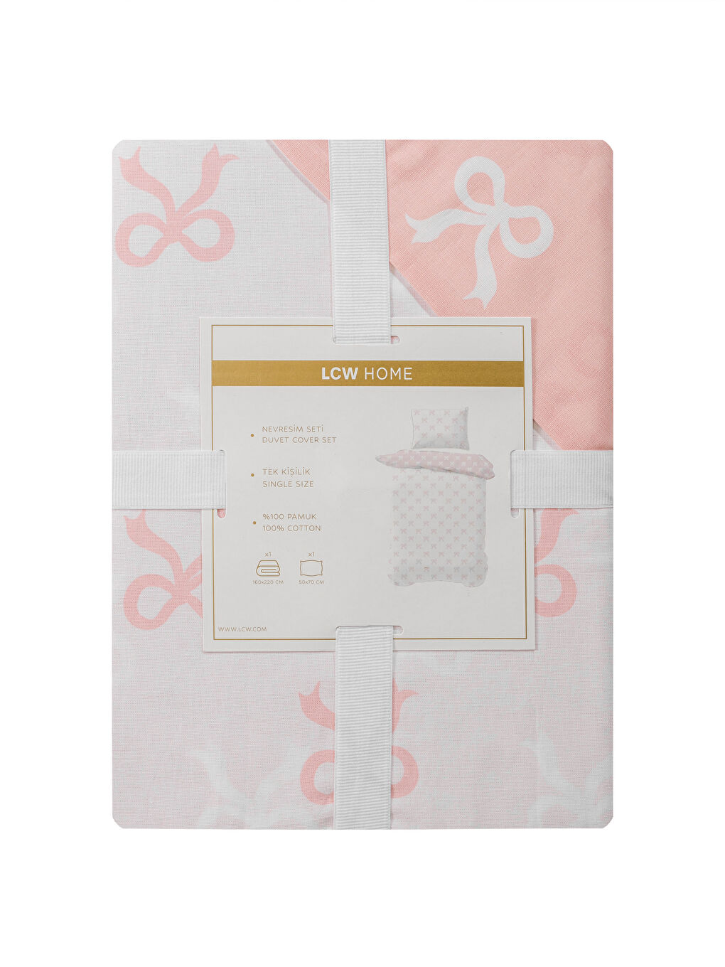 Pembe Desenli Pamuklu Tek Kişilik Nevresim Seti-6