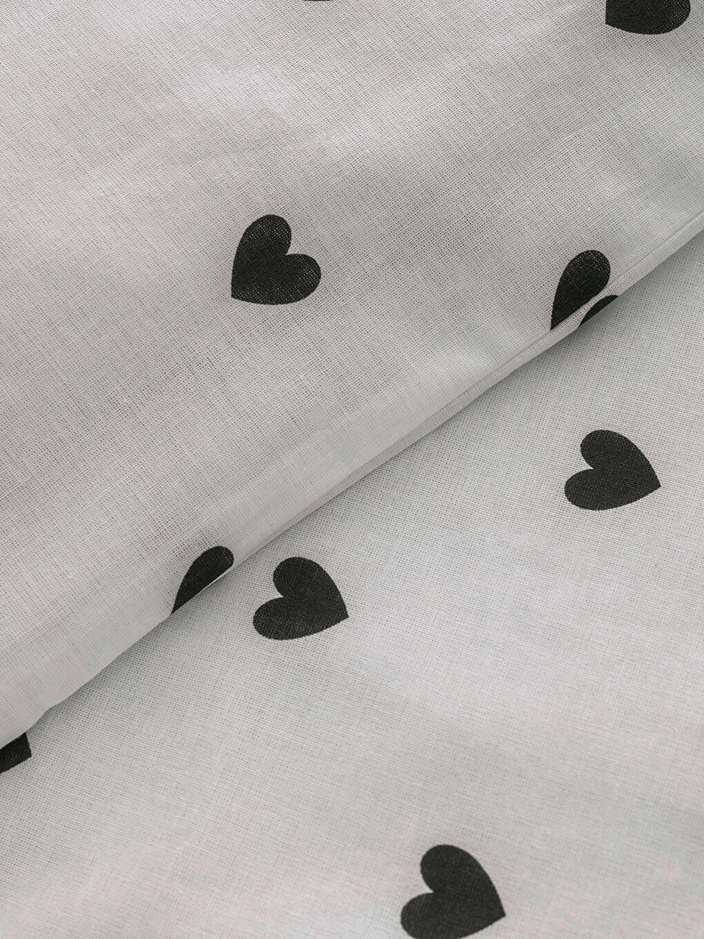 Siyah Kalp Baskılı Pamuklu Tek Kişilik Nevresim Seti-4