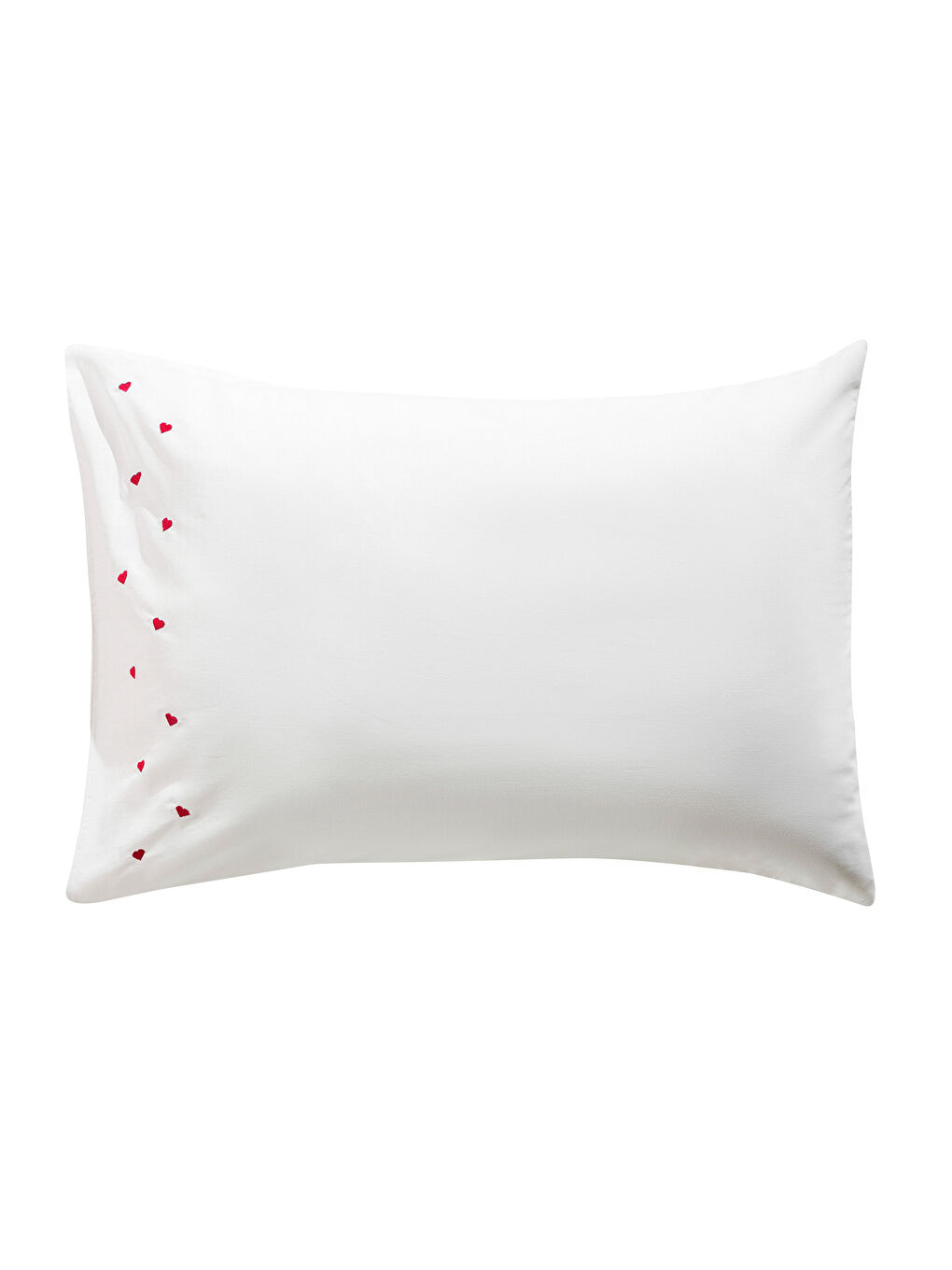 Kırmızı Kalp Desenli Pamuklu Yastık Kılıfı 2'li 50x70 cm-4