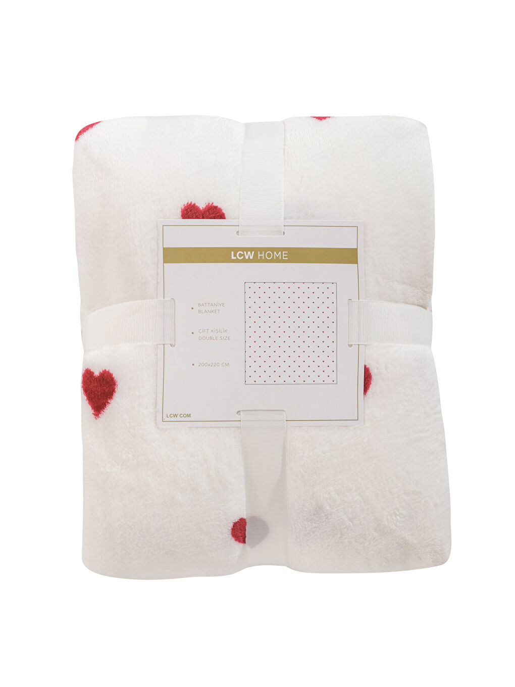 Kırmızı Kalp Desenli Çift Kişilik Battaniye -4