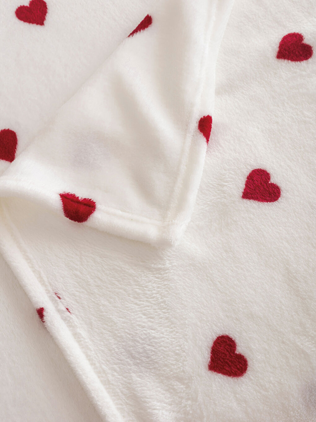 Kırmızı Kalp Baskılı Tek Kişilik Battaniye-3