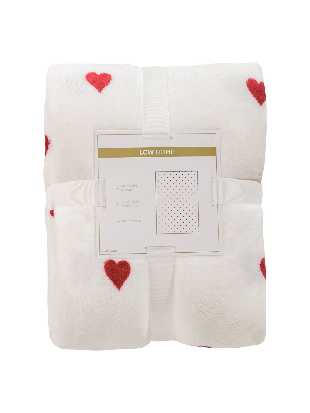 Kırmızı Kalp Baskılı Tek Kişilik Battaniye-4
