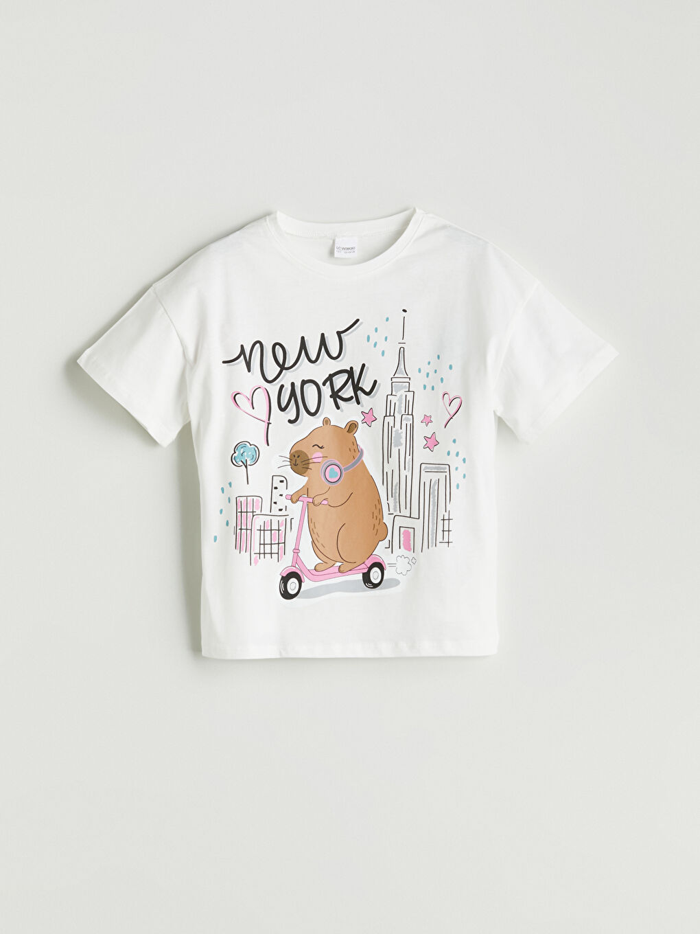 Ekru Bisiklet Yaka Kız Çocuk Pijama Üst