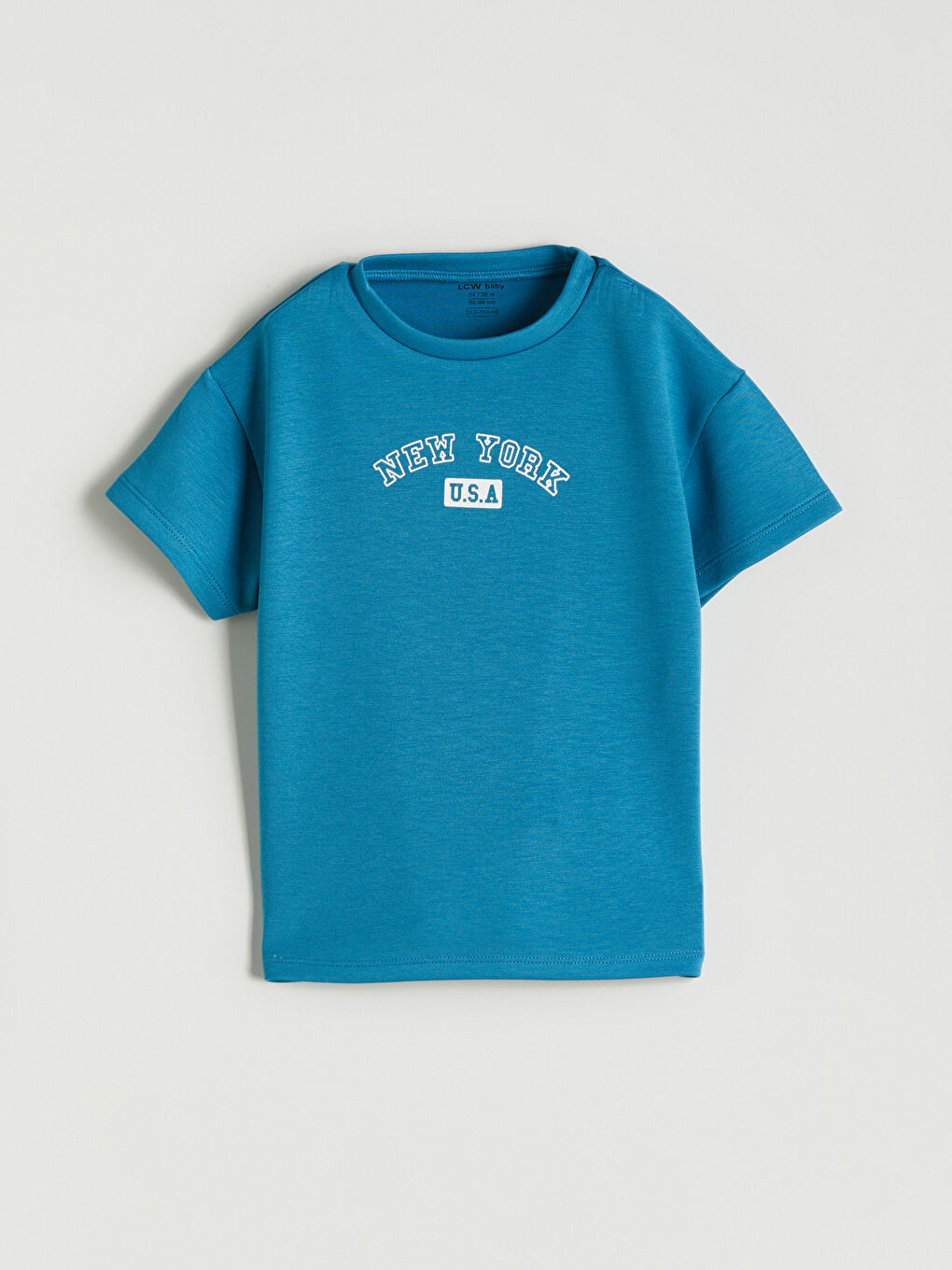 Mavi Yazı Baskılı Erkek Bebek Tişört