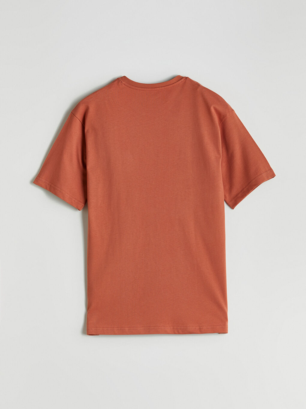 Turuncu Bisiklet Yaka Kısa Kollu Erkek Pijama Üst-1