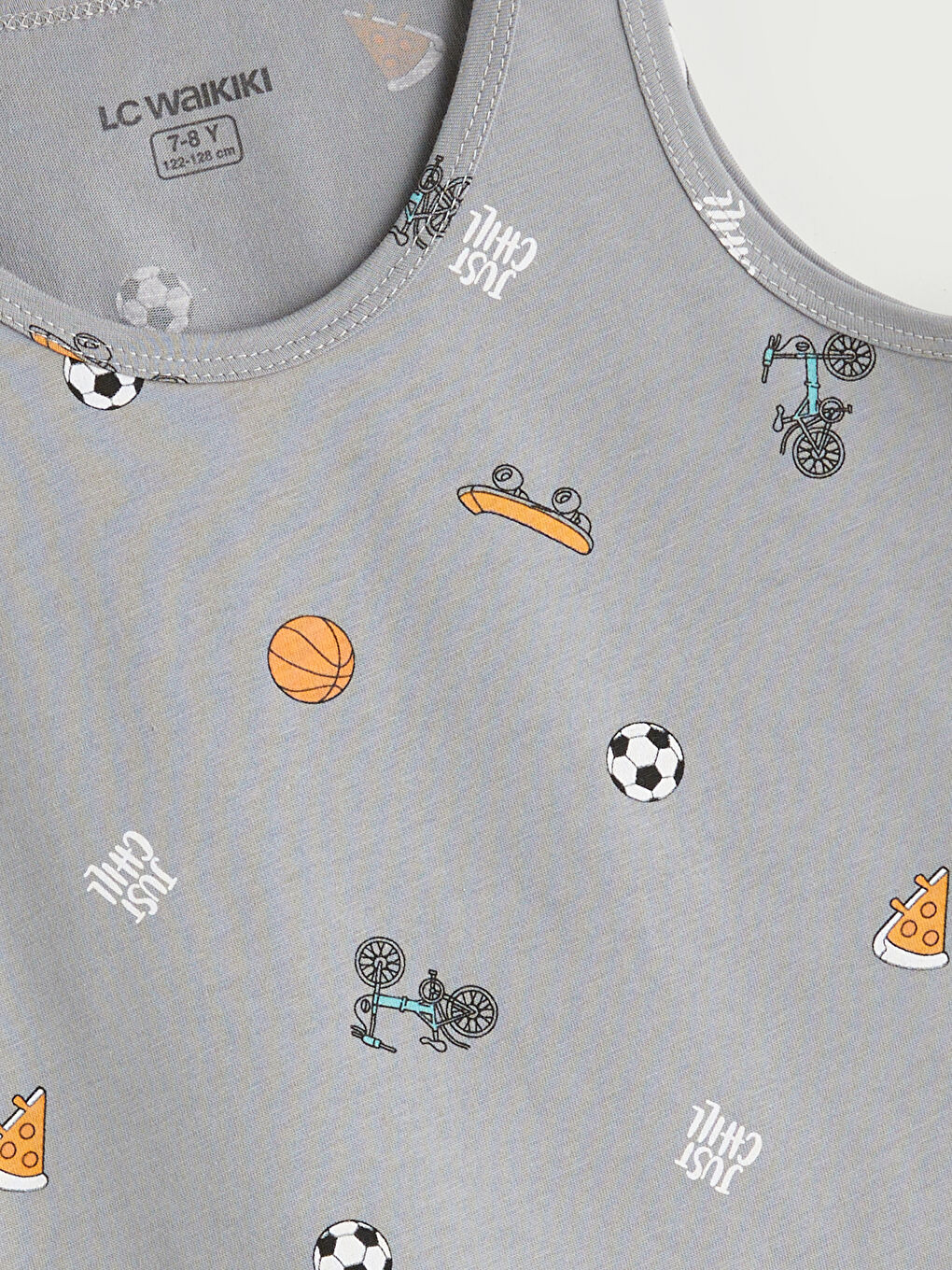 Gri Bisiklet Yaka Erkek Çocuk Atlet-1