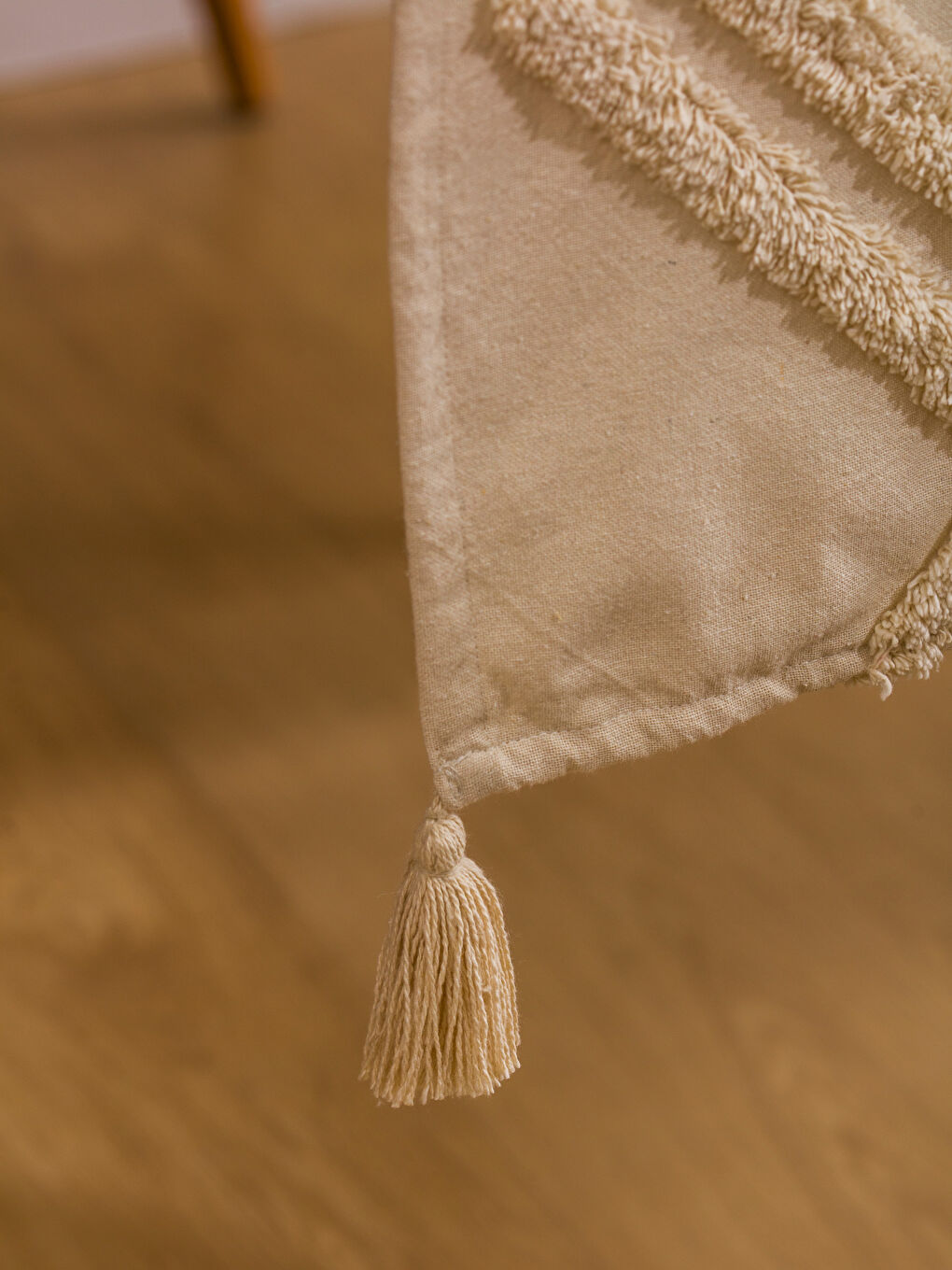 Bej Püsküllü Runner 45x150 cm-3