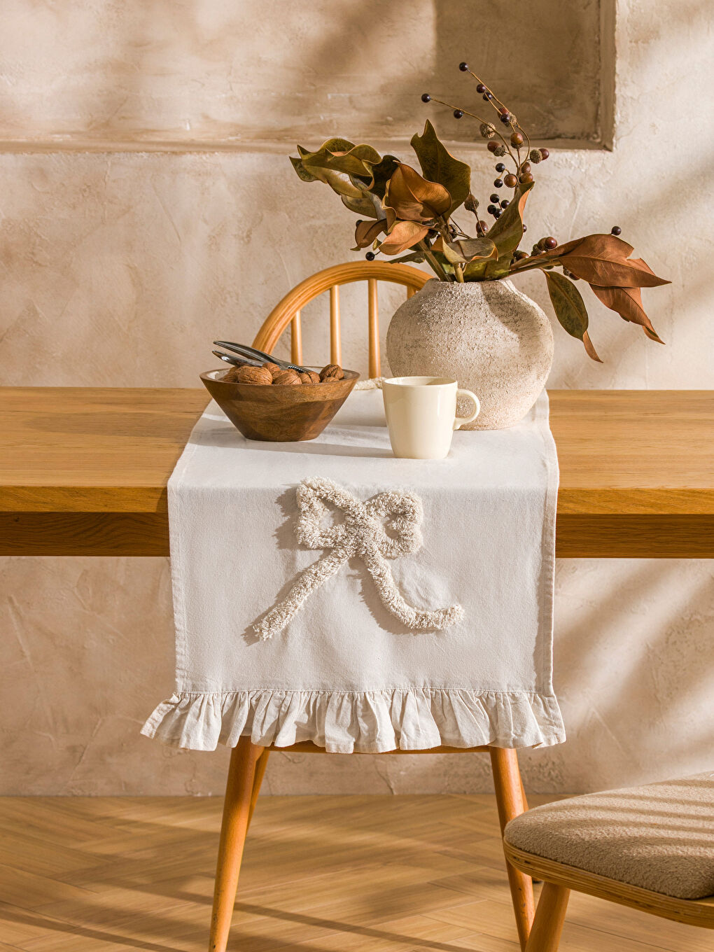 Bej Fiyonk Nakışlı Runner 45x150 cm-1