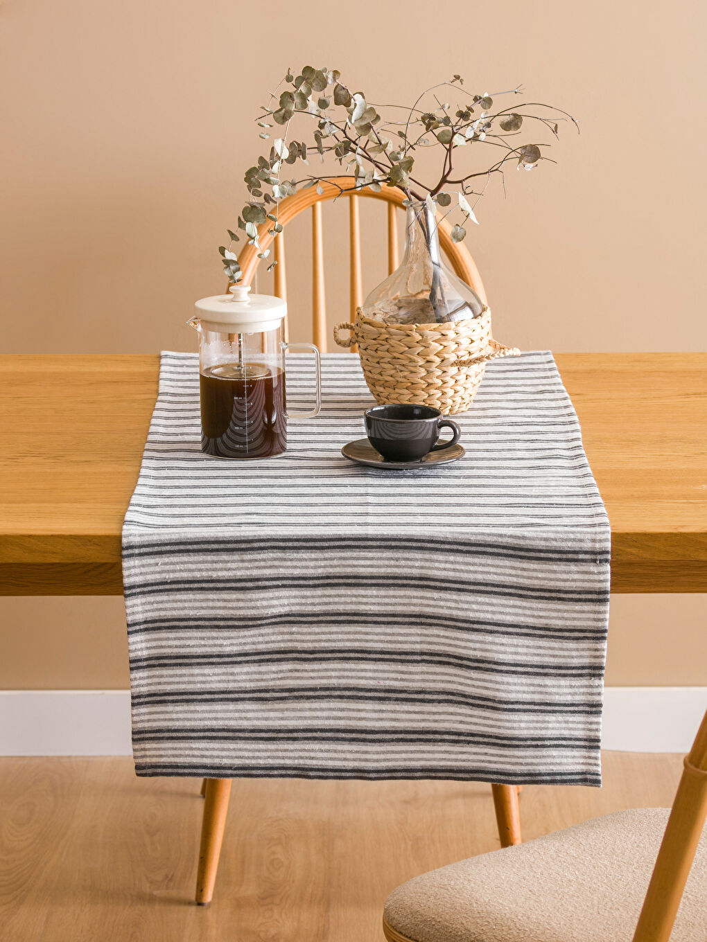 Gri Çizgili Runner 45x120 cm-1