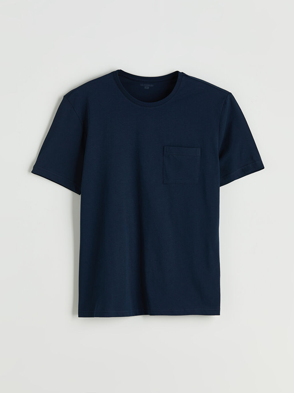 Lacivert Bisiklet Yaka Kısa Kollu Erkek Pijama Üst