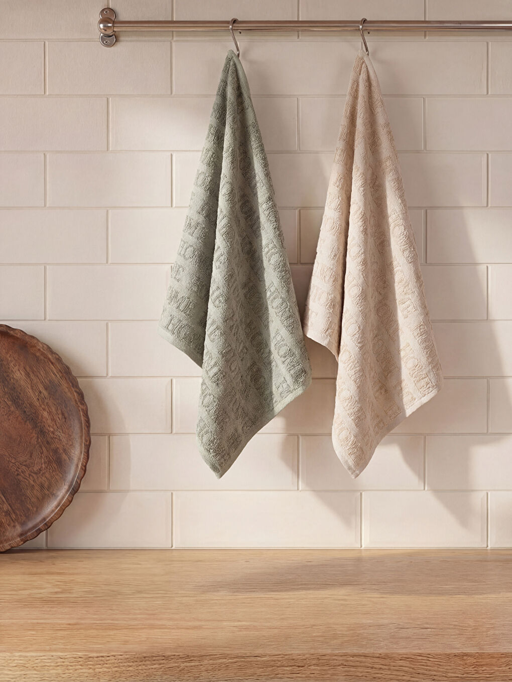 Yeşil Yazı Baskılı Kurulama Bezi 2'li  40x50 cm