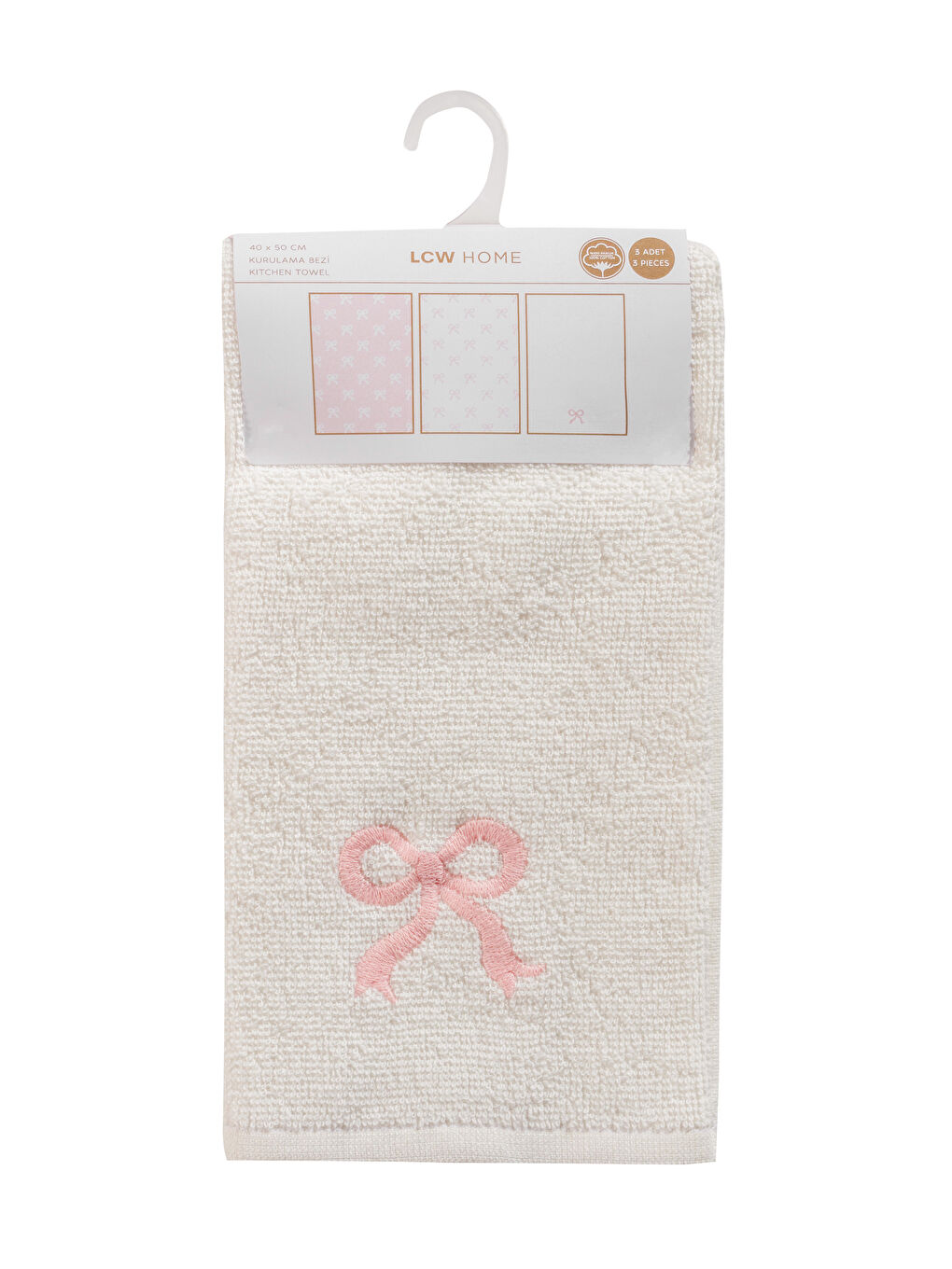 Pembe Fiyonk Baskılı Kurulama Bezi 3'lü 40x50 cm-3