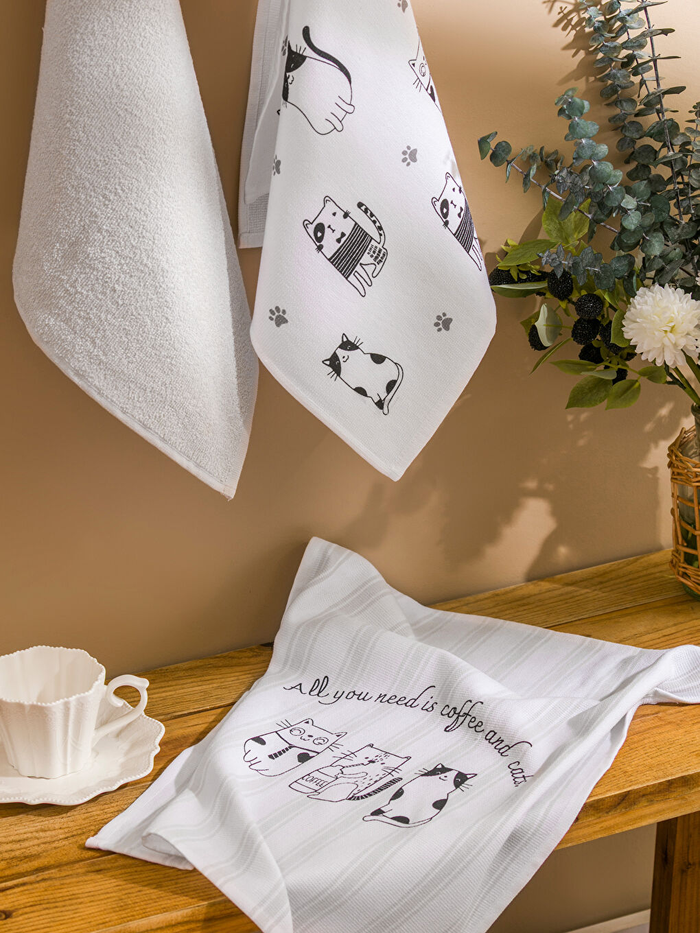 Siyah Baskılı Kurulama Bezi 3'lü 40x50 cm-1