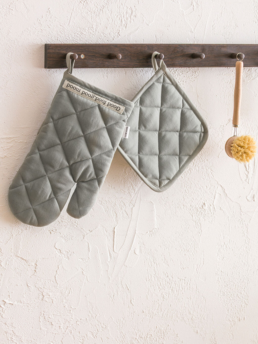 قفاز فرن بنقشة مبطنة وماسكة أواني-1