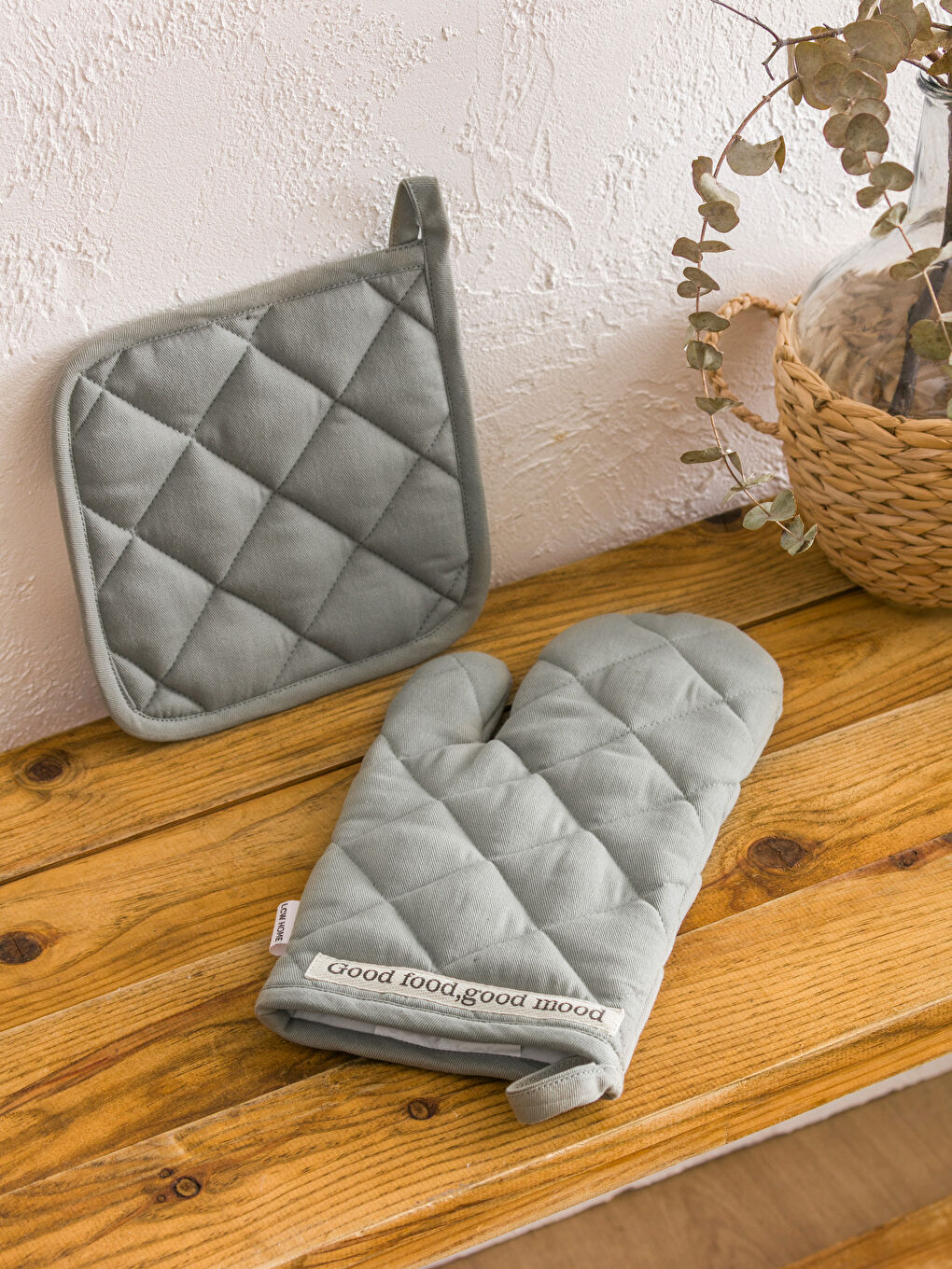 قفاز فرن بنقشة مبطنة وماسكة أواني-3