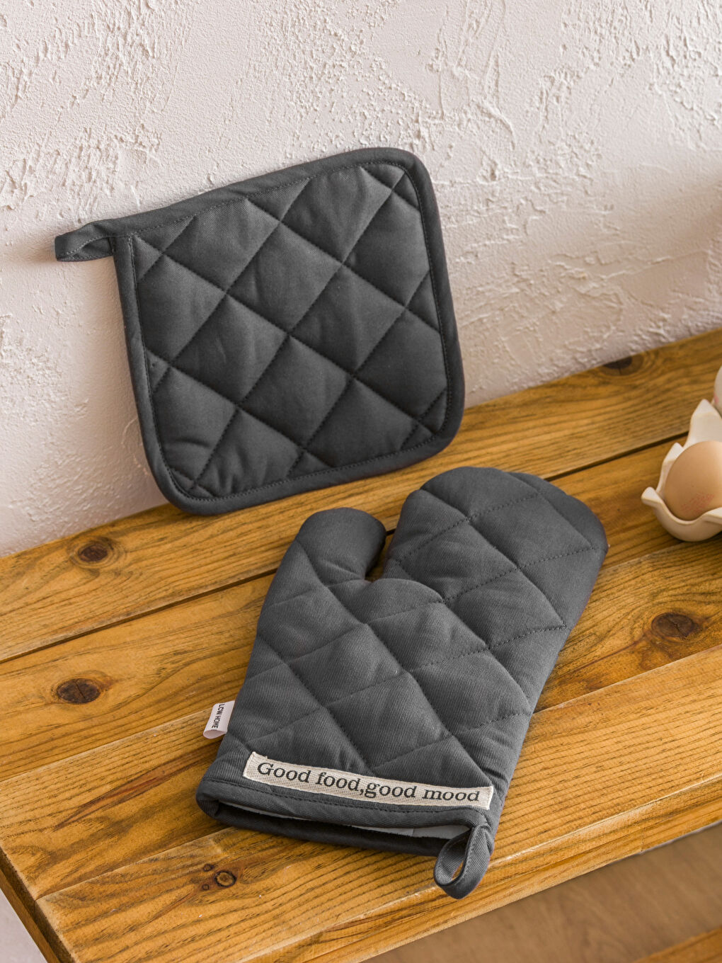 قفاز فرن بنقشة مبطنة وماسكة أواني-2