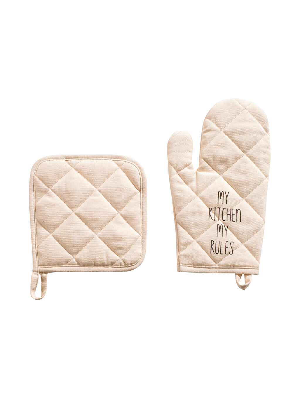 Ekru Baskılı Fırın Eldiveni ve Tutaç-3