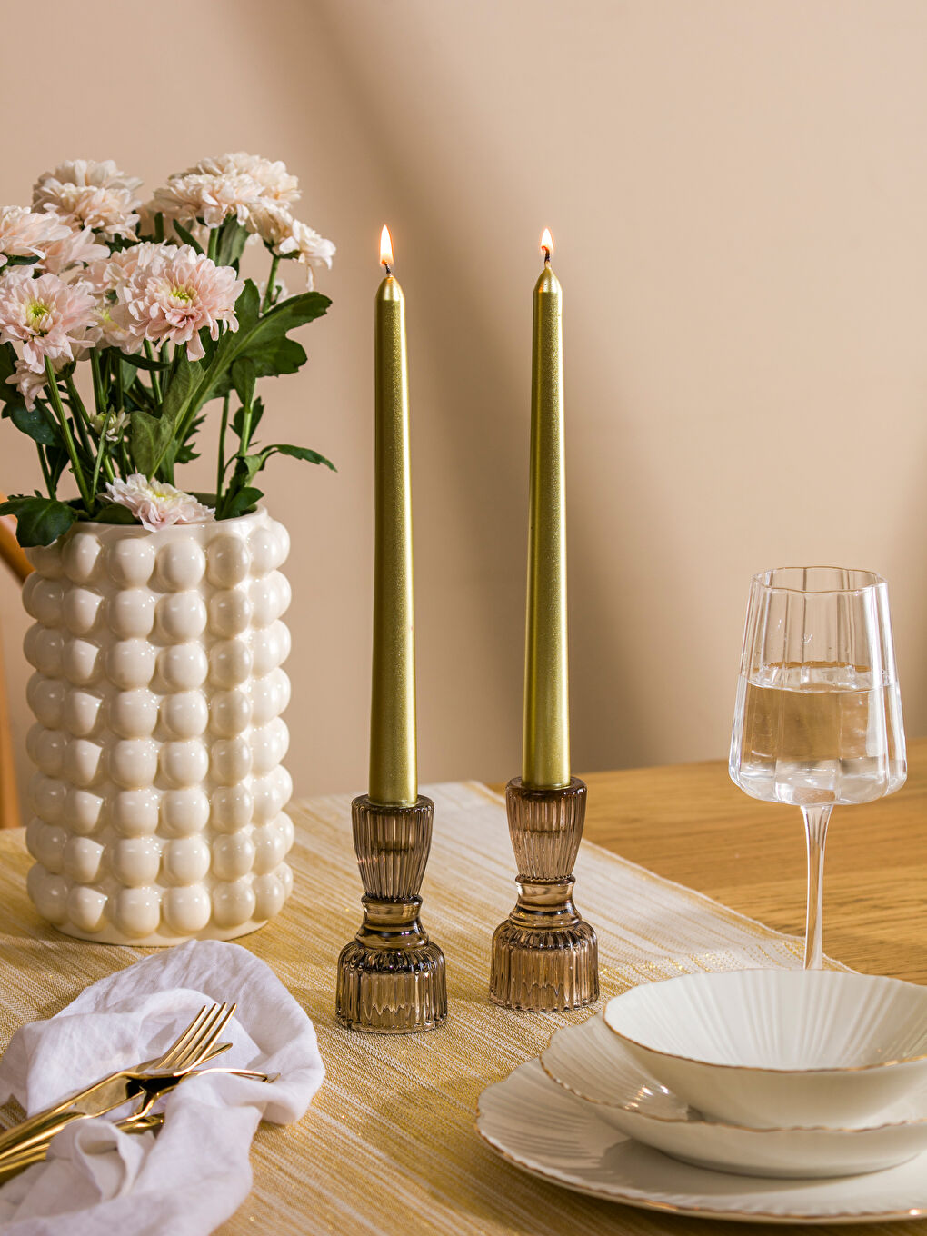 Sarı Dekoratif Mum 2'li