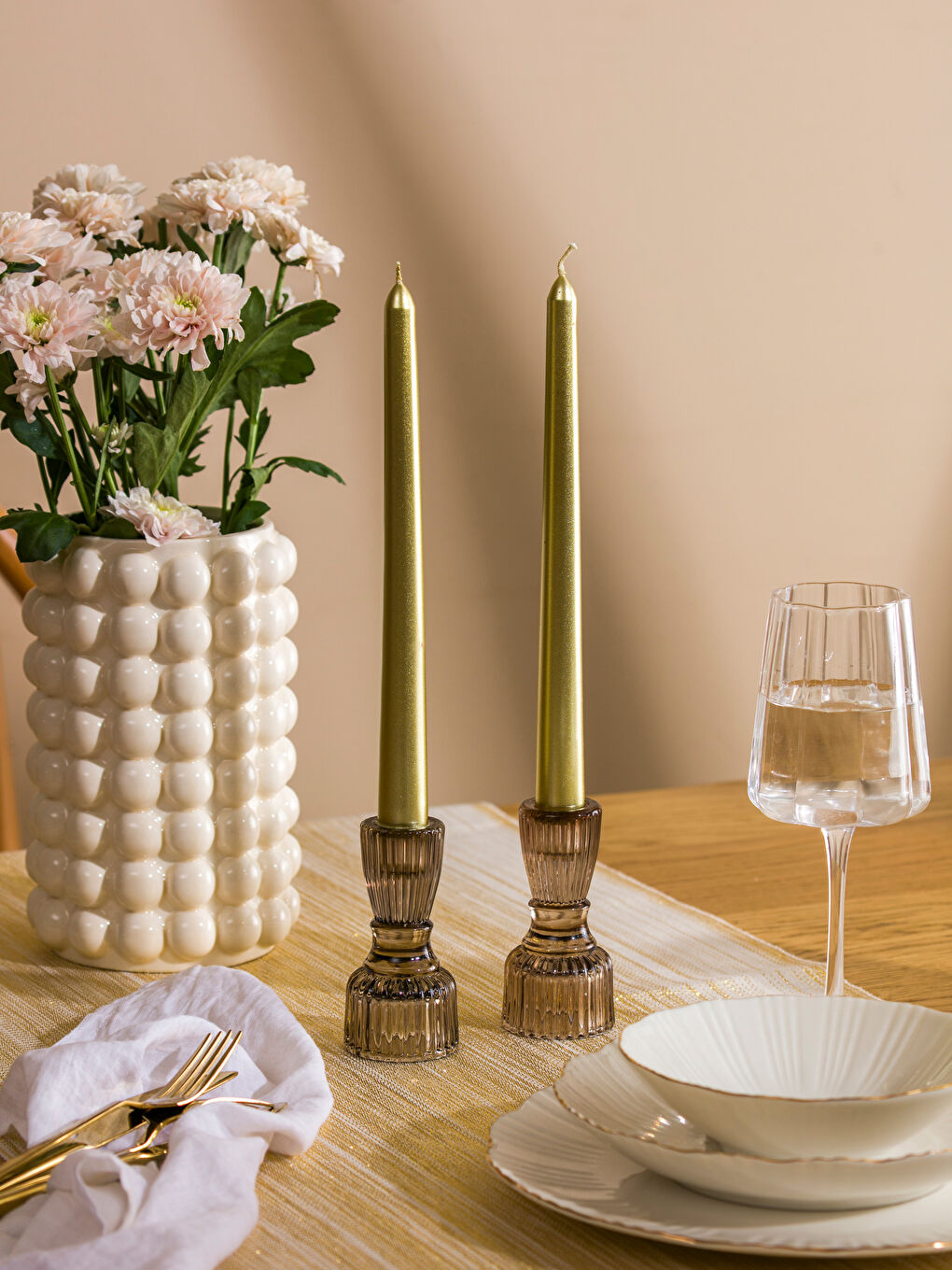 Sarı Dekoratif Mum 2'li-1