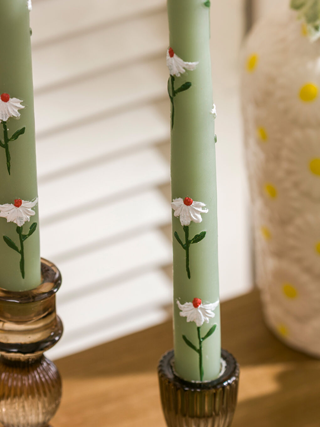 Karışık Çiçek Baskılı Dekoratif Mum 2'li-2