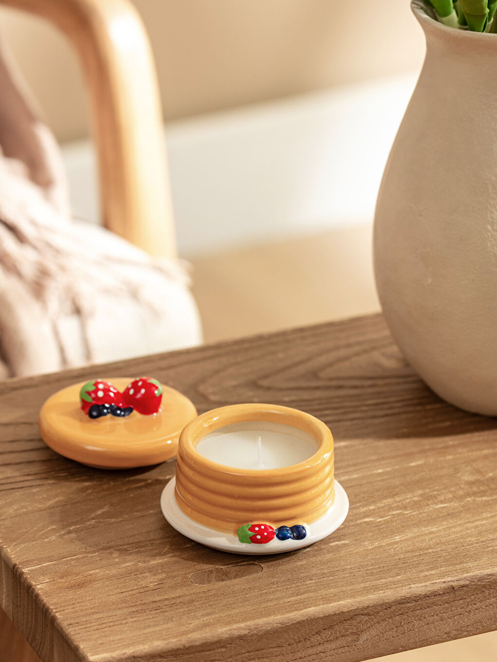 حامل شموع سيراميكي على شكل فطيرة 8 سم-1