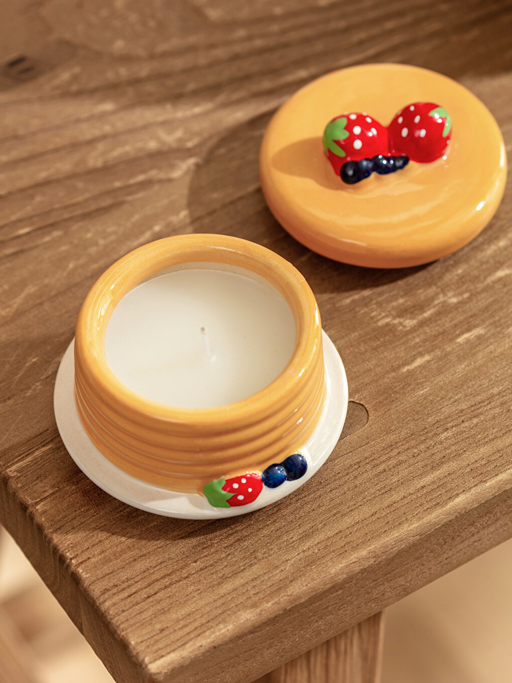 حامل شموع سيراميكي على شكل فطيرة 8 سم-3