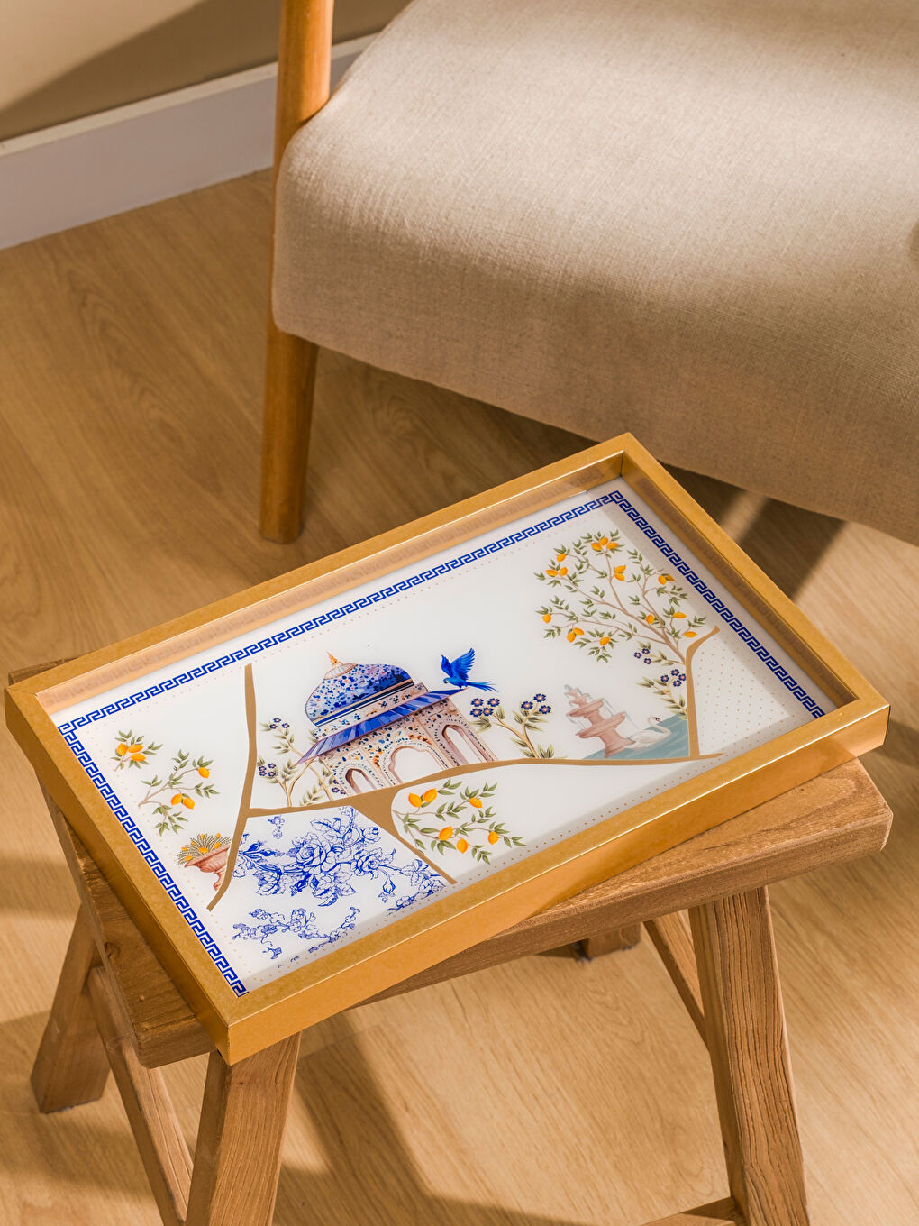 Karışık Baskılı Dekoratif Tepsi 24x39 cm-1