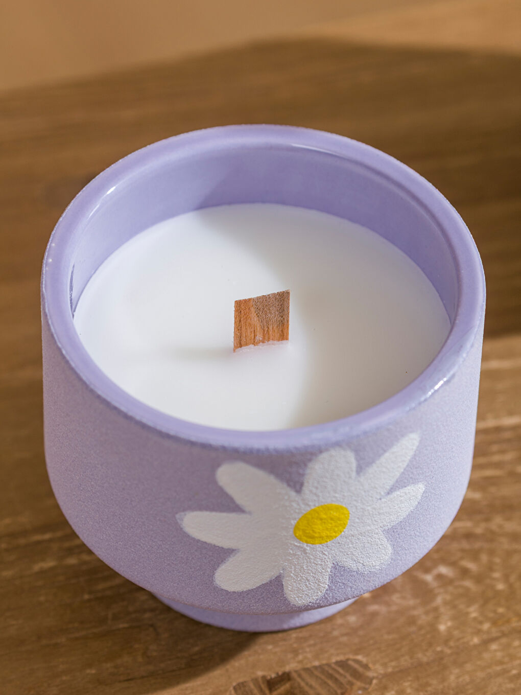 Lila Çiçek Desenli Bardak Mum-2