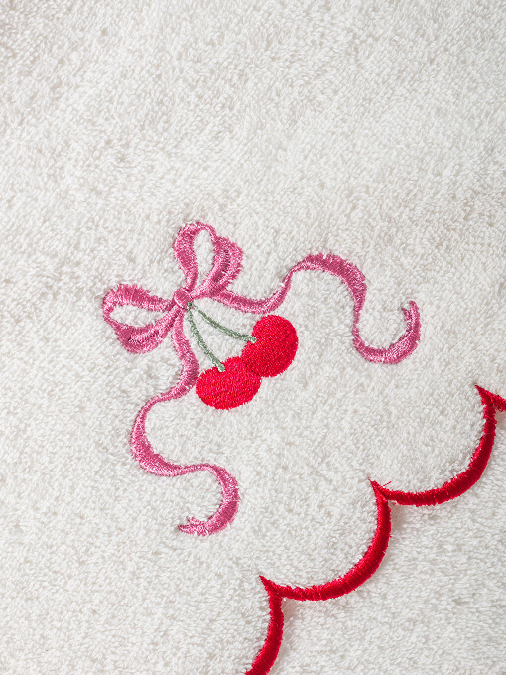 Ekru Nakışlı Pamuklu Yüz Havlusu 50x80 cm-3