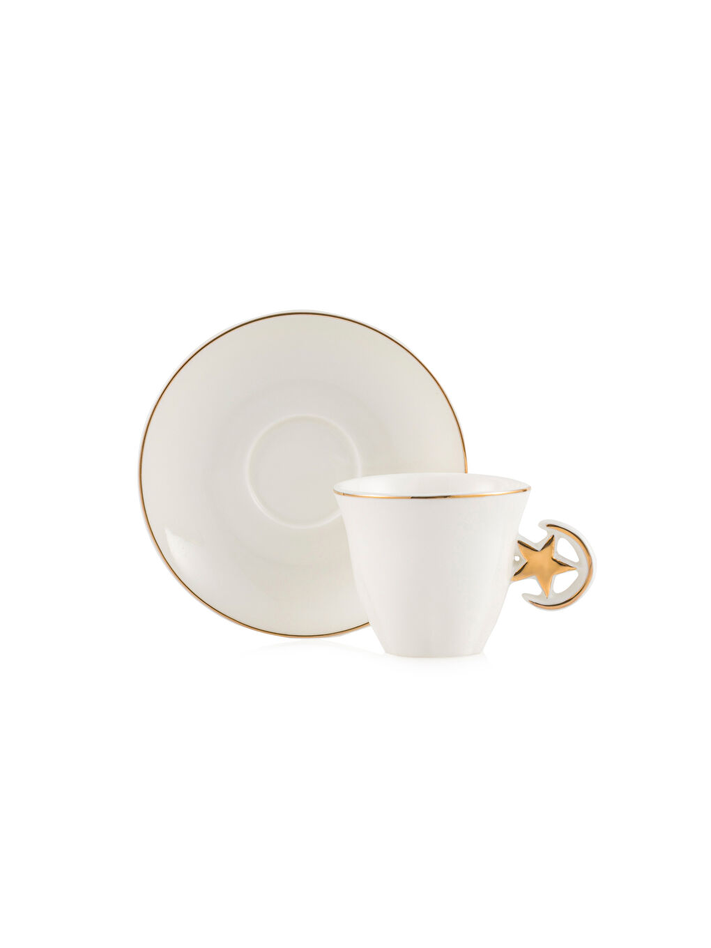 Ekru Yıldız Desenli 2 Kişilik Porselen Kahve Fincan Takımı 90 ml-4