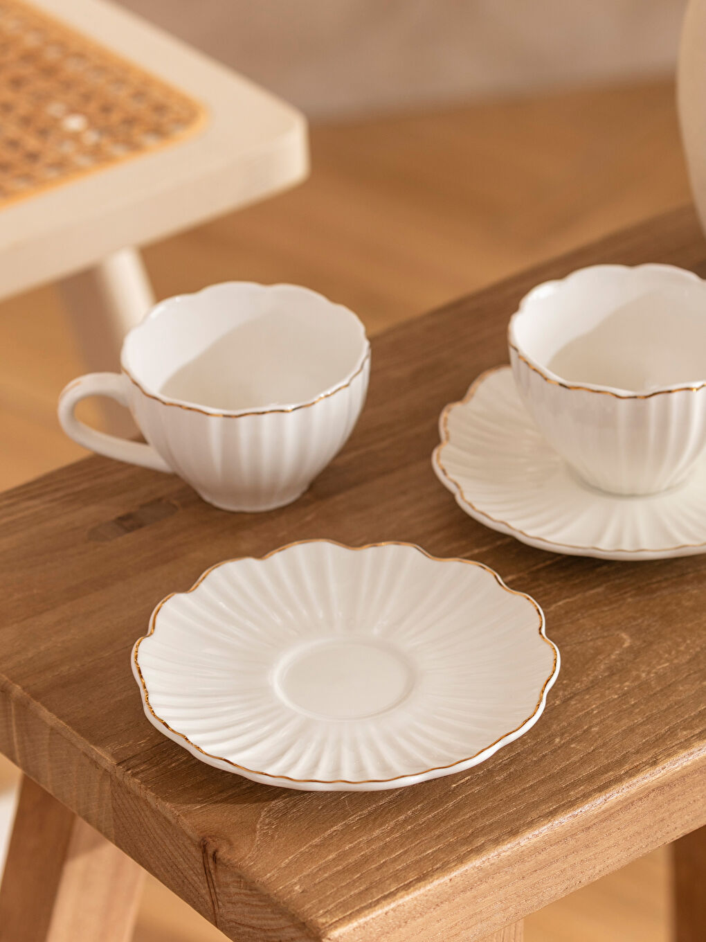 Beyaz 2 Kişilik Porselen Kahve Fincan Takımı 115 ml-1