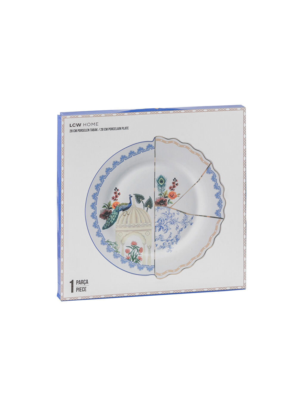 Beyaz Baskılı Porselen Servis Tabağı 28 cm-3