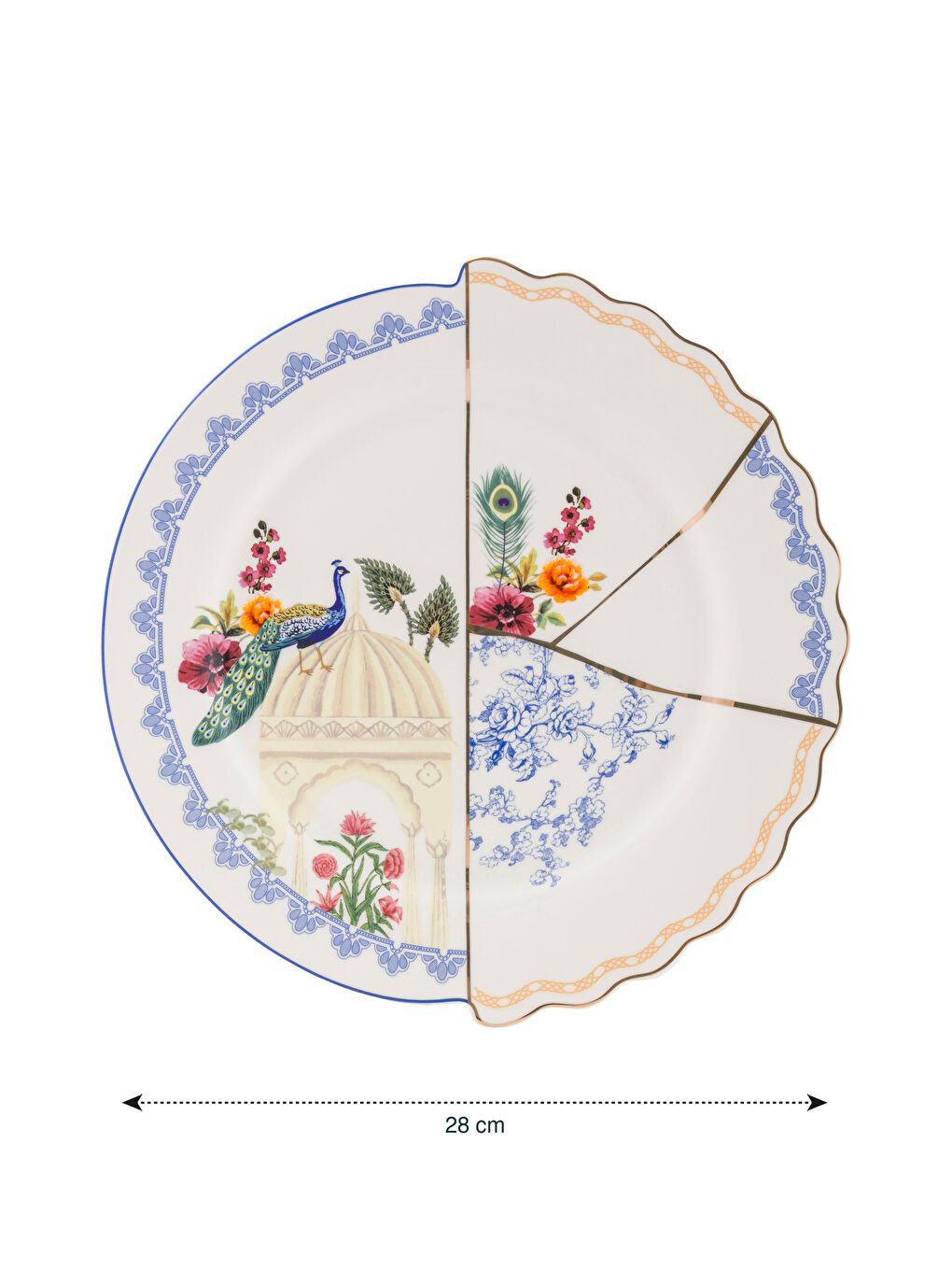 Beyaz Baskılı Porselen Servis Tabağı 28 cm-4