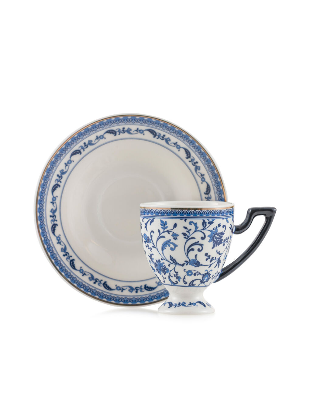 Mavi Baskılı 2 Kişilik Porselen Kahve Fincan Takımı 90 ml-4