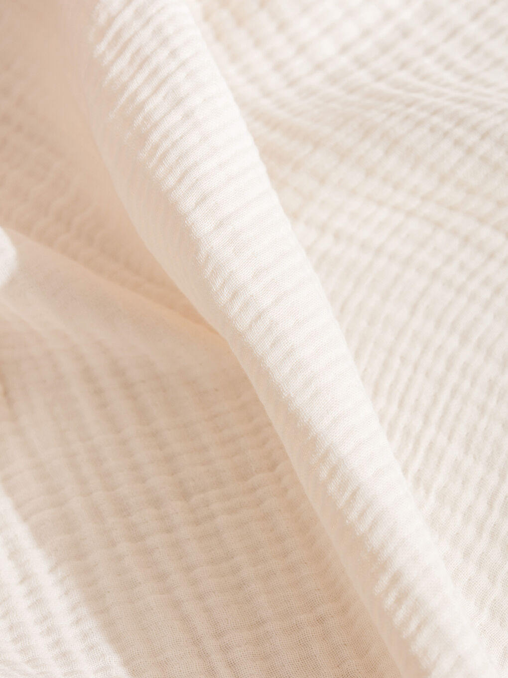 Ekru Püsküllü Kız Bebek Müslin Örtü 100x100 cm	-1