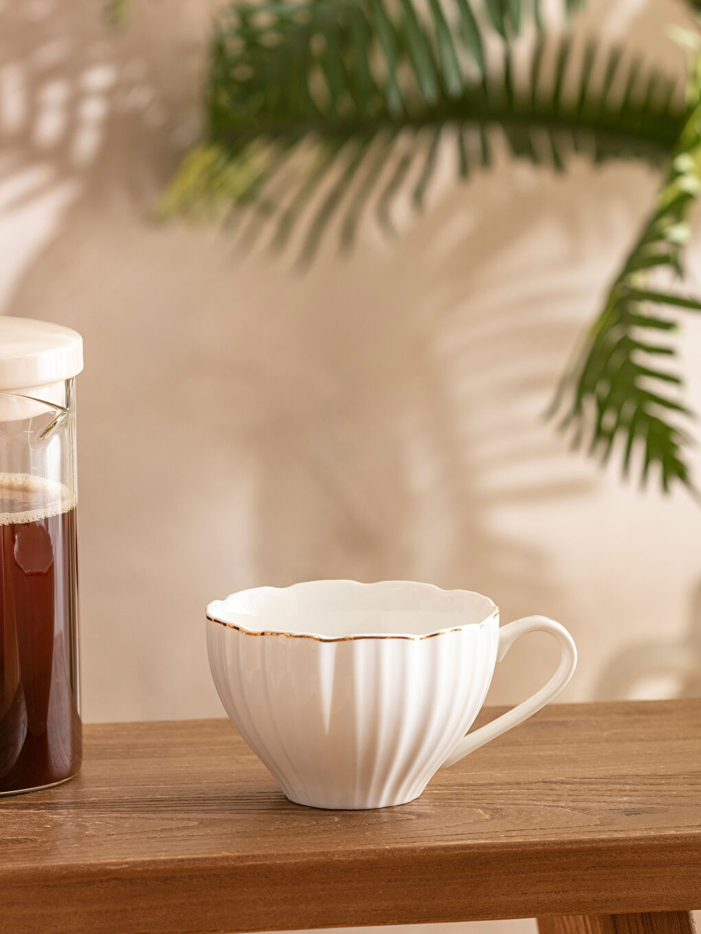 Beyaz Desenli Porselen Kupa 288 ml