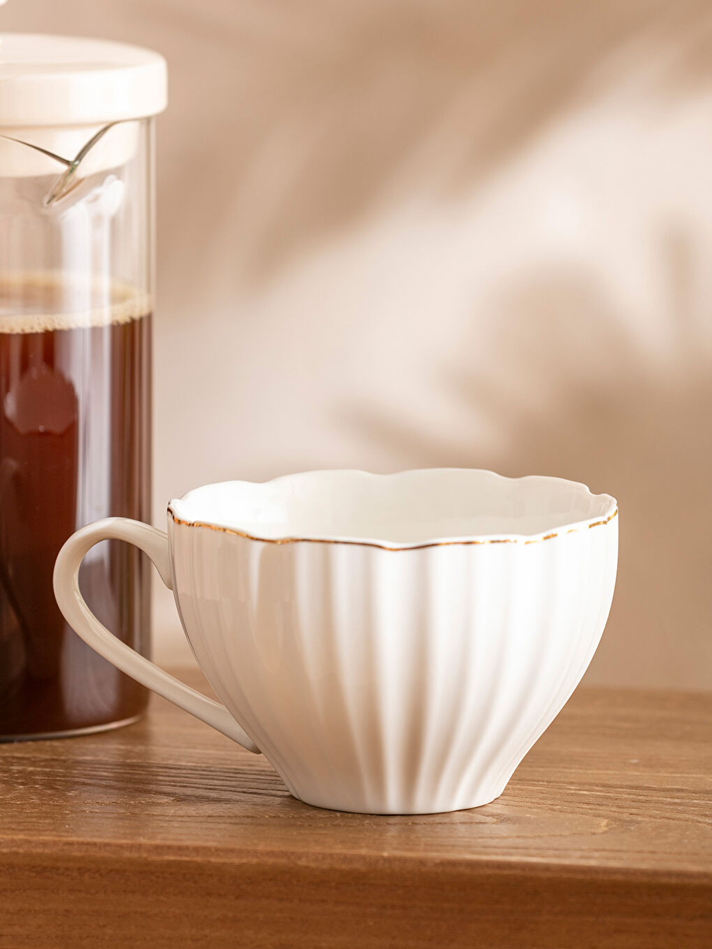 Beyaz Desenli Porselen Kupa 288 ml-1