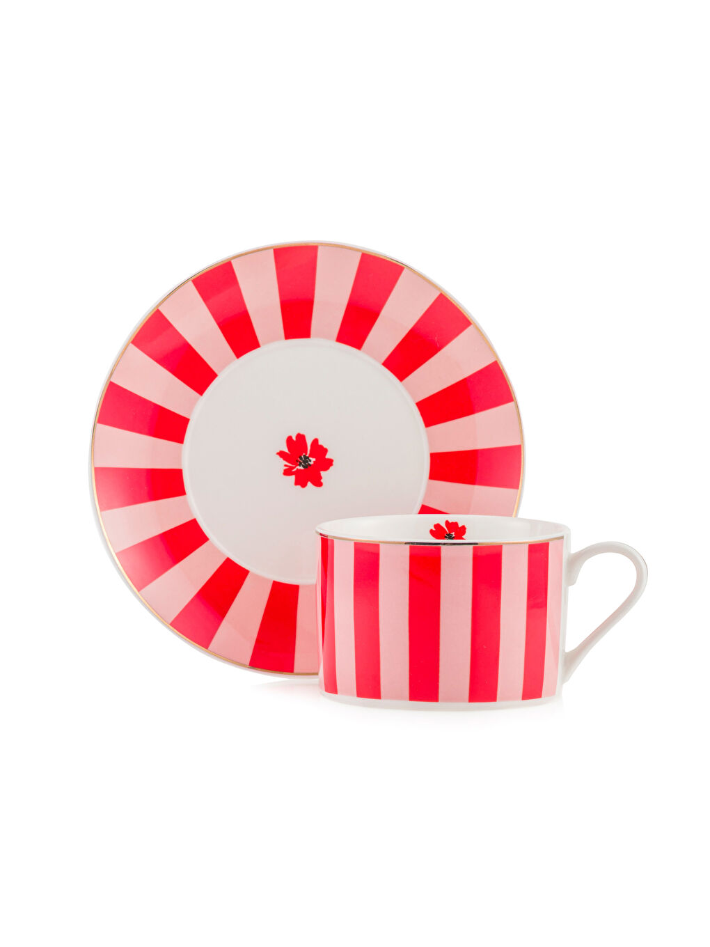 Kırmızı Baskılı 2 Kişilik Porselen Kahve Fincan Takımı 90 ml-4