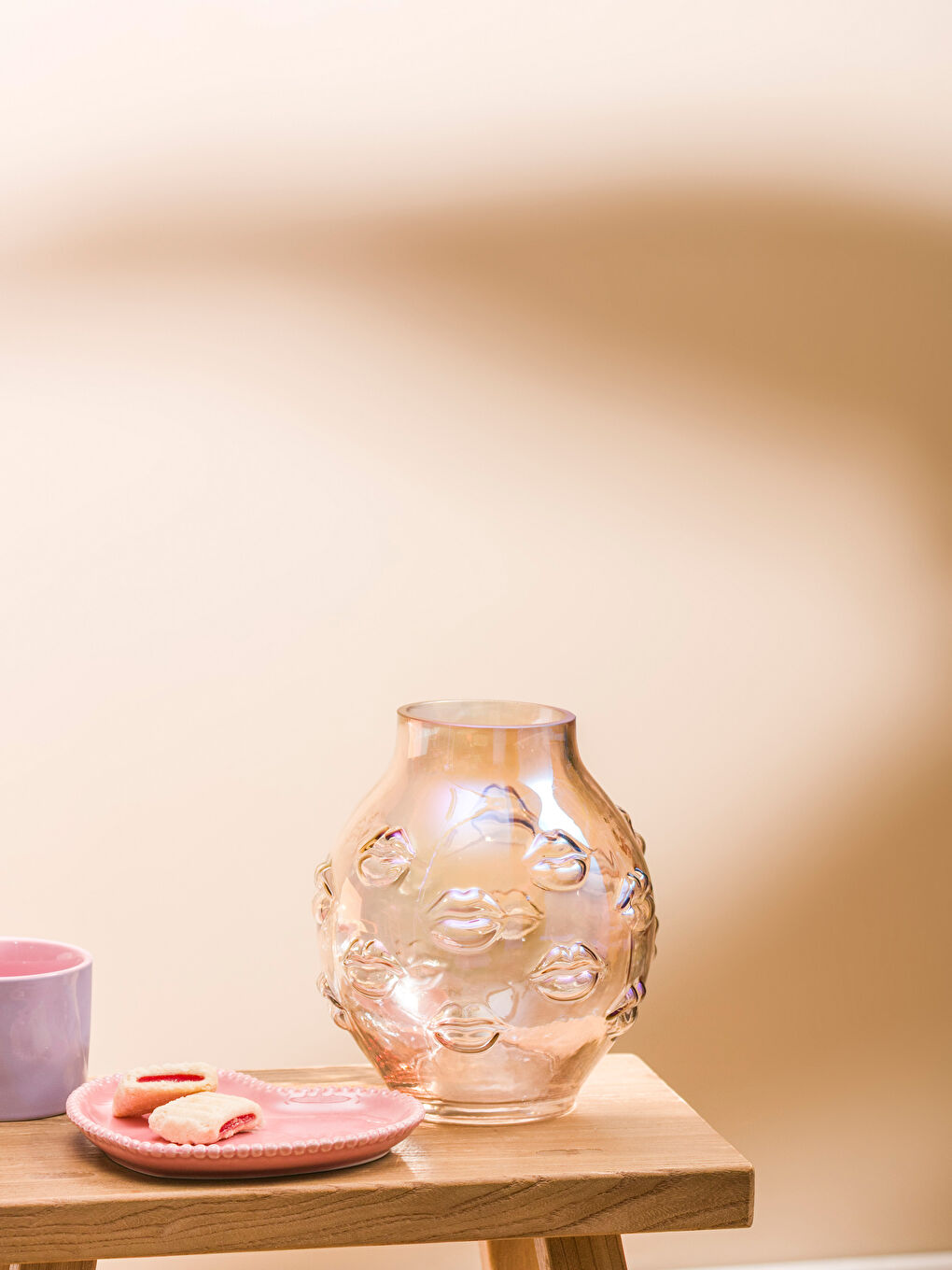 Pembe Cam Kavanoz 20 Cm-1