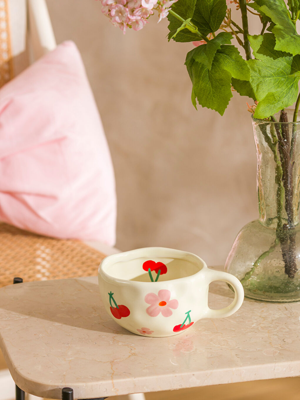 Çiçek Baskılı Seramik Kupa 250 ml