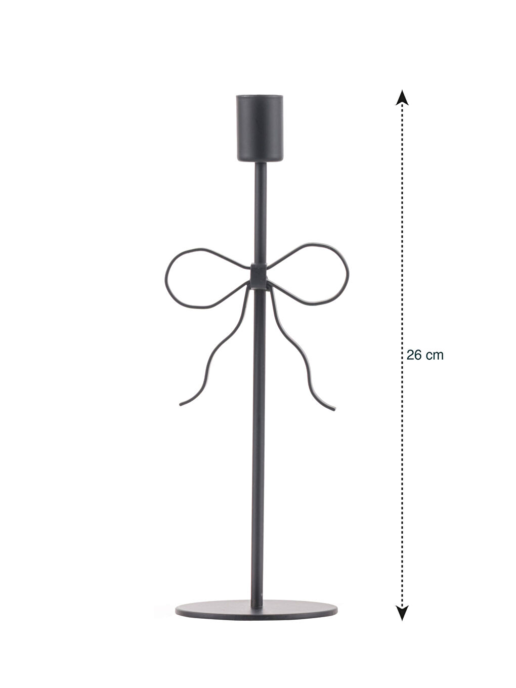Siyah Fiyonk Görünümlü Metal Mumluk 26 cm-3