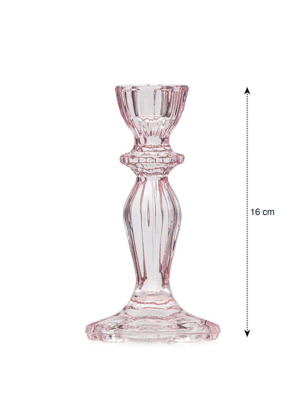 Pembe Ayaklı Cam Mumluk 16 cm-3