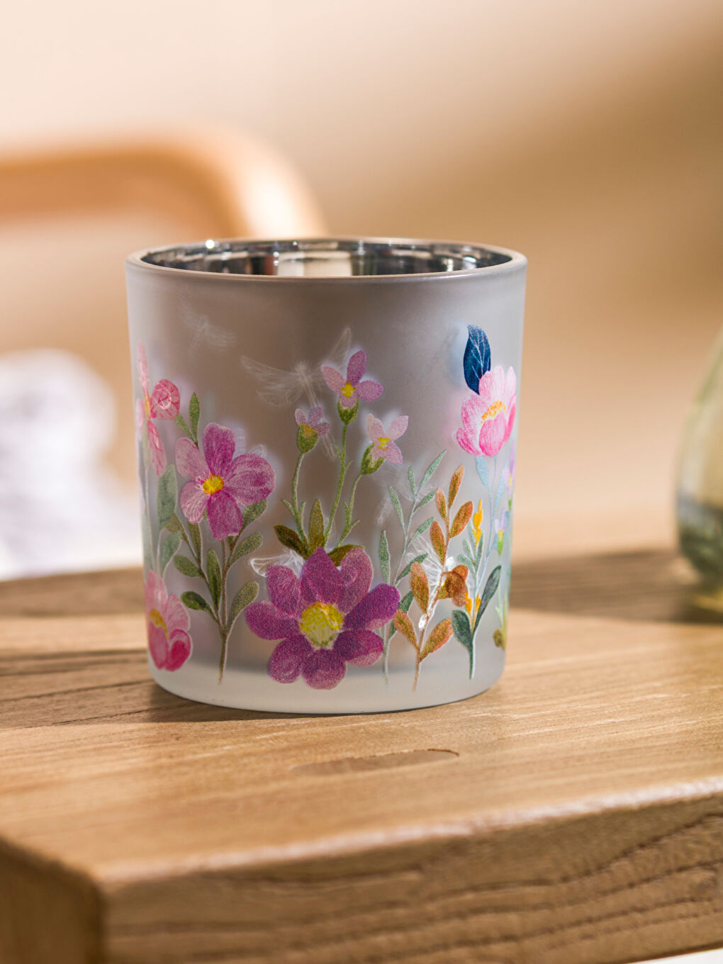 Karışık Çiçek Baskılı Bardak Mum-2