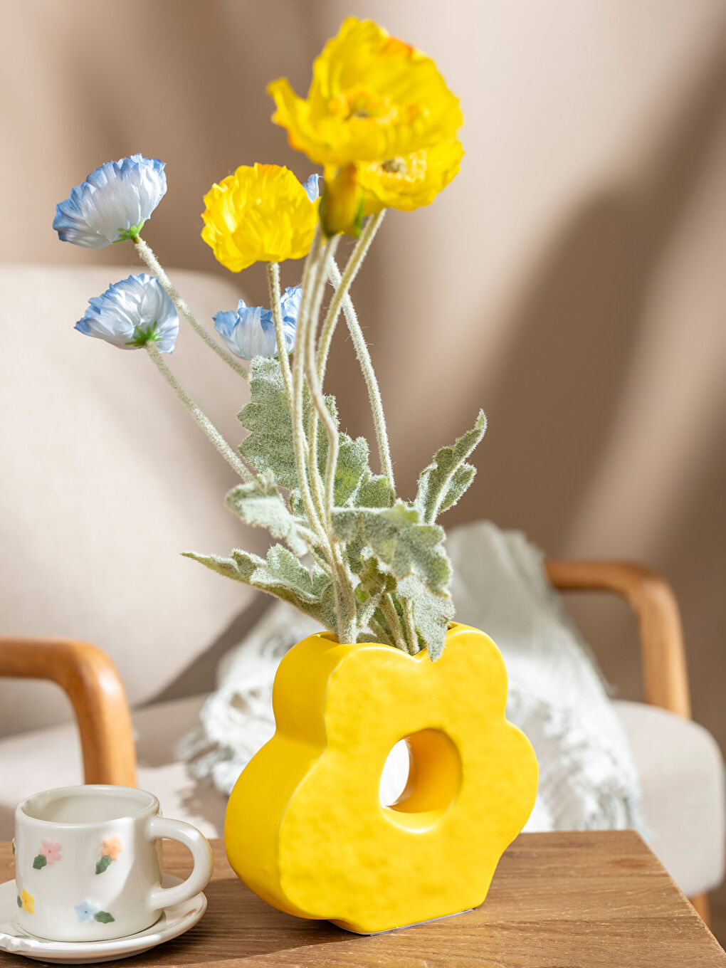 Sarı Dekoratif Saksı 14 cm