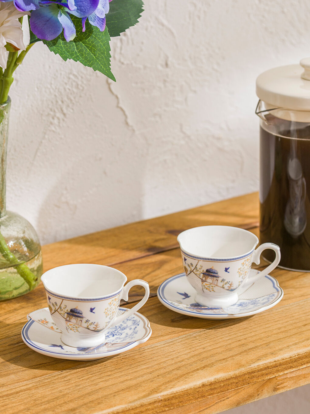 Karışık Baskılı 2 Kişilik Porselen Kahve Fincan Takımı 90 ml