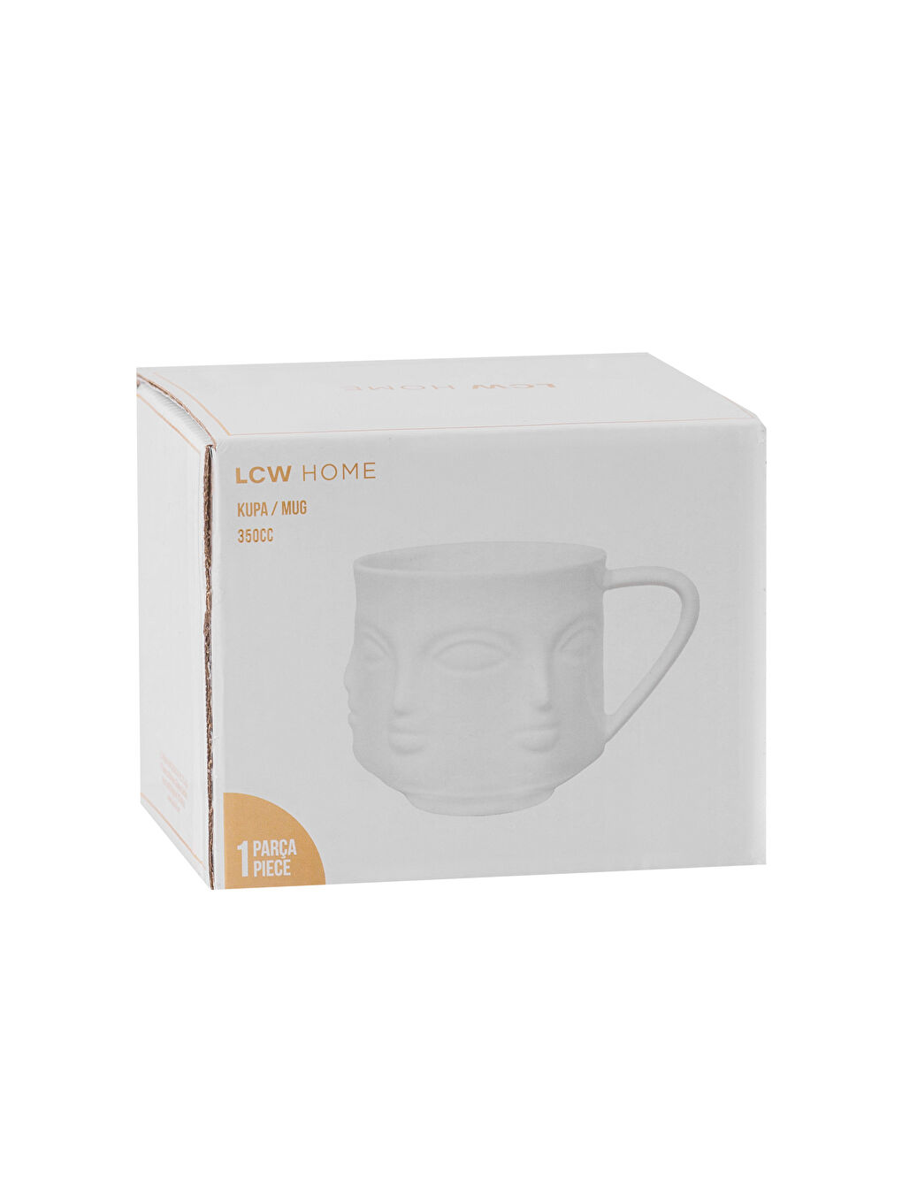 Beyaz Yüz Baskılı Porselen Kupa 350 ml-3